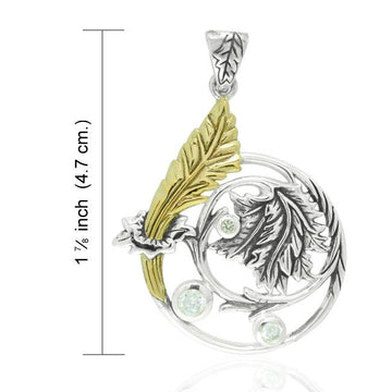 Shimmering Leaf Silver with 14K Gold Accent Pendant MPD3346 - Jewelry